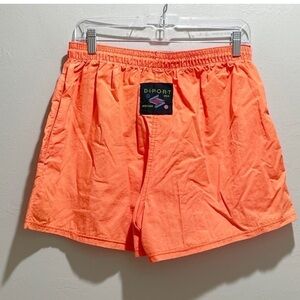 Vintage 80s Men’s MEGA FLASH Neon Orange Disco Nylon Shorts Made In USA Large